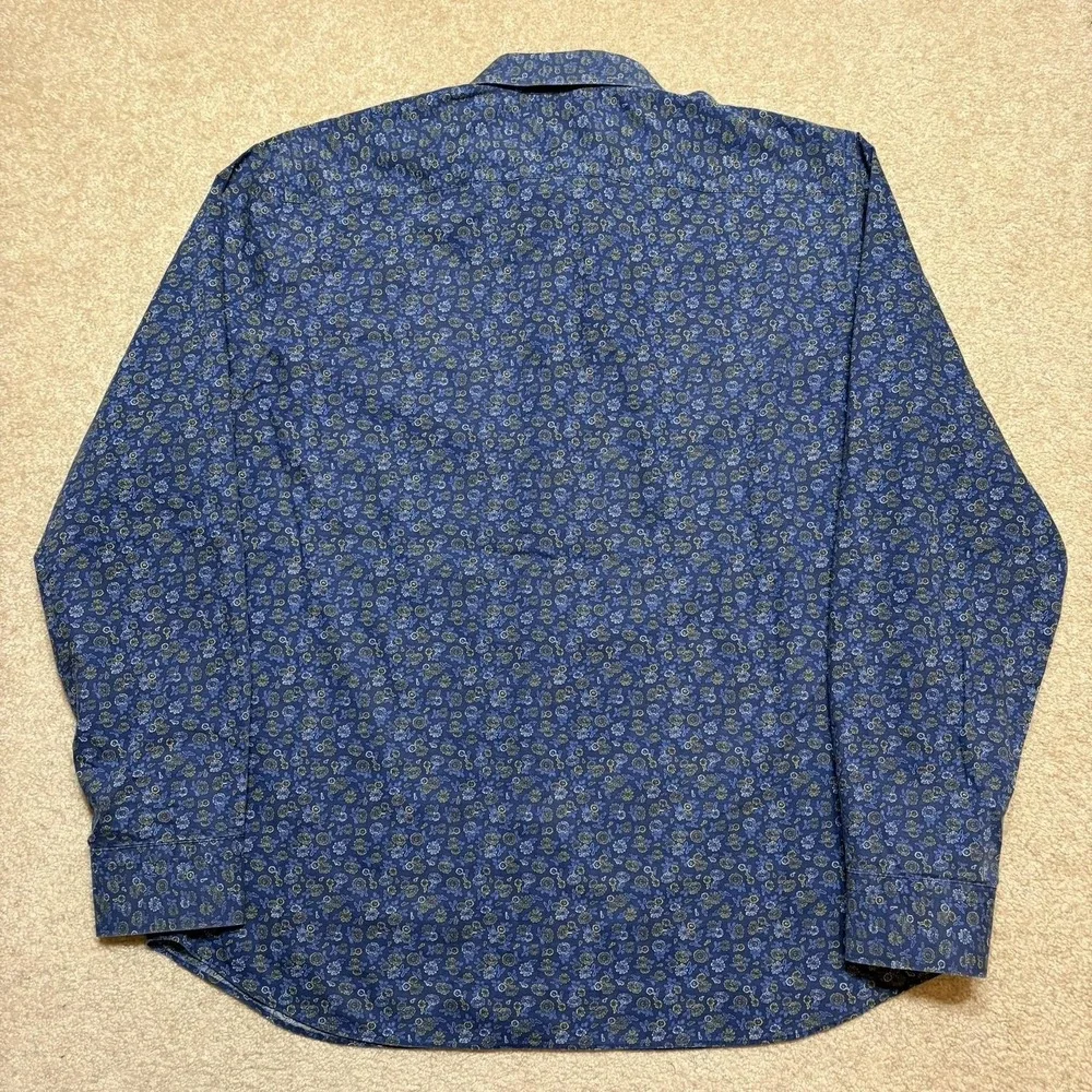 Banana Republic Shirt Mens XL Blue Floral Non Iron‎ Button Up Long Sleeve Casual